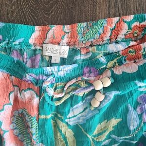 Rachel Zoe Vibrant Floral, Wide Leg, Drawstring, Size Large pants